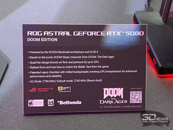 Asus показала огромную видеокарту RTX 5080 Noctua Edition и «адскую» ROG Astral RTX 5080 Doom Edition
