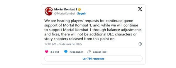 Прикончи его: Mortal Kombat 1 больше не будет получать новый контент